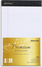 Mintra Office Legal Pads - ((PREMIUM WHITE 6pk, 5in x 8in, NARROW RULED))