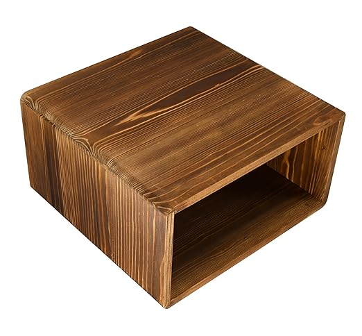 Owlgift Wooden Rustic Burnt Waste Basket Trash Bin, Rectangular Wastebaskets, Bathroom Garbage Can, Bedroom Trash Can, Dorm Recycle Bin, Office Trash Can Wooden Wastebasket Wooden Décor
