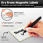Attractivia Dry Erase Magnetic Labels 5.6 x 3.7 in, Pattern Borders, Large Dry Erase Magnets, 36-Pack, Erasable Write-On All-Purpose Labels, for Office, Education, Home, Whiteboard