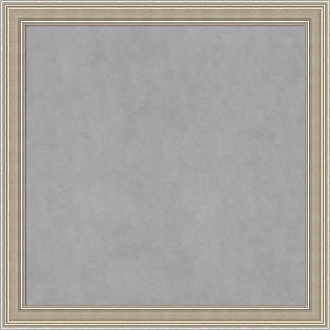 Amanti Art Silver Framed Magnetic Board 28x28 Medium Vision Board for use with Magnets, 100% Metal Sheet to Display Items as Office Decor or for Home Organization in mudroom, Kitchen or Kids Room