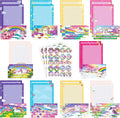 TaoBary 160 Pcs Stationery Paper Set 50 Double Sided Stationery Papers with 50 Matching Envelopes and 60 Round Dot Sticker, 10 Design(Unicorn,8.5 x 11 Inch)