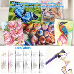H & B Art Supplies, 120Pack Drawing Supplies for Adults, Color Kit with Holiday Drawing Book, Coloring Book, Oil-Based Coloured Pencils for Artists