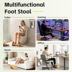 Ergonomic Under Desk Bamboo Footrest, 2-in-1 Reversible Rocking Footrest, 4 Adjustable Heights Office Footstool, Large Anti-Slip Surface, Improves Posture and Blood Circulation (Bamboo Footrest)