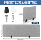Yaomiao 4 Pack Acoustic Desk Divider Soundproof Desk Privacy Panel Freestanding Partitions Sound Absorbing Divider for Office Reduce Noise and Visual Distractions 47.3" x 16"(Light Gray)
