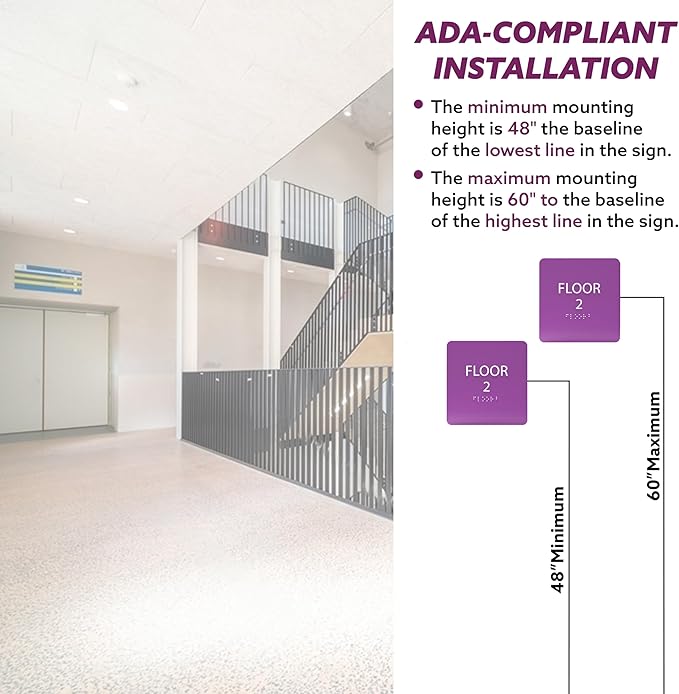 Spruce ADA Floor 2 Sign with Braille – Made from Durable Acrylic and Ready to Mount