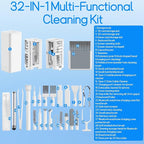 Keyboard Cleaning Kit Laptop Cleaner, 32-in-1 Computer Screen Cleaning Brush Tool, Multi-Function PC Electronic Cleaner Kit Spray for iPad iPhone Pro, Earbuds, Airpods, Camera Lens, Monitor (White)