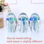 EUSTUMA Hand Blown Glass Jellyfish Figurine Ornament,Sea Animal Ornament for Fish Tank Aquarium,Sea Animals Collection for Birthday Gift,Office Glass Paperweight for Desk.