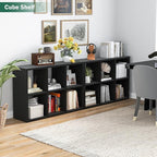 IRONMIX Metal 6 Cube Storage Organizer, Short Black Bookshelf with Storage, Small Horizontal Bookshelf, 2 Tier Open Bookcase Cube Shelf, Freestanding TV Stand for Home Office Library (Black, 1037)