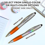 DISCOUNT PROMOS Custom Stylus Ballpoint Pens Set of 100, Personalized Bulk Pack - Black Ink, Great for Office, School, Business, Tradeshows, Events - Orange