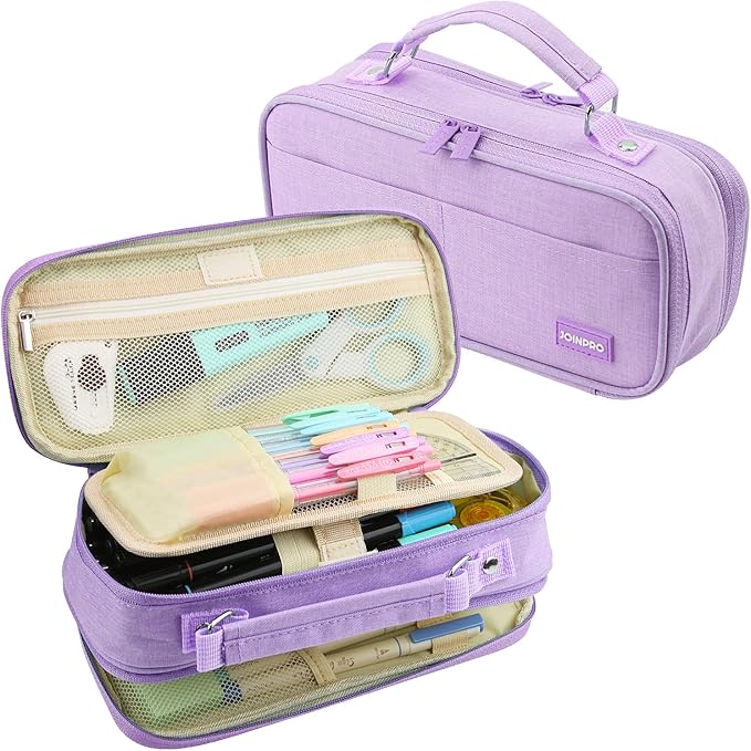 JOINPRO Pencil Case, Large Capacity Pencil Case Organizer; Double Zipper Storage Bag; Big Pencil Pouch for College School Office Teen Girl Boy Men Women Adult
