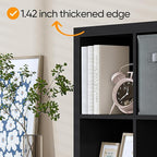 furtble Bookshelf with Storage Bins, 6 Cube Storage Organizer, Modern Wood Bookcase, Multifunctional Display Shelf for Living Room (Matte Black, 6 Cube)