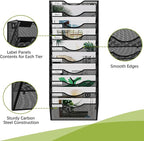 EasyPAG 10 Pocket Mesh Wall File Organizer, Hanging Paper Folder Holder with Classify Label, Vertical Wall Mount Mail Organizer for Office Home Classroom, Black