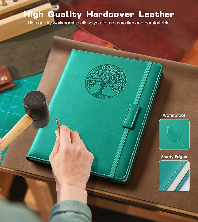 Biuwory Lined Journal Notebook for Women Men,256 Pages B5 Large Hardcover Leather Journals for Writing,Travel,Business,Work & School,College Ruled Notebooks for Note Taking,Diary Notepad 7.8"×10.2"
