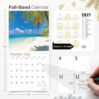 RED EMBER White Sand Beaches 2026 Wall Calendar 12 Month | 12" x 24" Open | Thick & Sturdy Paper | Holiday Gift | Nature Beach Calendar 2026