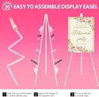 VAIIGO 63" White Easel Stand for Wedding Sign Poster Display Easel Folding Art Easel for Floor Adjustable Metal Easel Instant Tripod Easel for Display Painting Wedding Shower Sign Easel, 1Pack