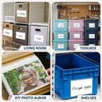 H4D 48 Pack Labels for Storage Bins, 4" x 6" Plastic Clear Adhesive Index Card Holders, Tote Label Pockets for Organizing Storage, Library Card, Shelves