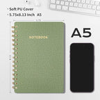 Spiral Notebook-5.75" x 8.125" College Ruled Journal with Inner Pockets and 160 Pages,PU Leather Cover Business Journal, Twin-Wire Binding Notebook Perfect for Office & Home School Supplies 3 pack ArmyGreen ReefBlue Black