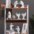 Kakizzy White Book Ends for Kids, Upgraded Astronaut Bookends Resin Spaceman Book Holders for Shelves Sturdy Book Stopper Book Ends to Hold Books Unique Outer Space Book Shelf Ends(F2-Silver Color)