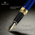 Dryden Designs Fountain Pen - Medium and Fine Nibs | Includes 24 Ink Cartridges and Ink Refill Converter | Calligraphy Pen, Consistent Writing, Smooth Flow - Mysterious Blue