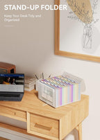 ABC life 26 Pockets Accordion File Organizer, Expanding File Folder, Portable Monthly Paper Bill Tax Receipt Organizer, Letter A4 Size Document Organizer with Labels - Blue
