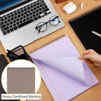 Resurhang 6 Pcs Legal Pad Top Spiral Bound Notebook 70 Sheets Double Sided College Ruled Paper Notepad Memo Steno Pad with Stiff Cover for Business College(8.5 x 11 Inches,No Holes,Purple)