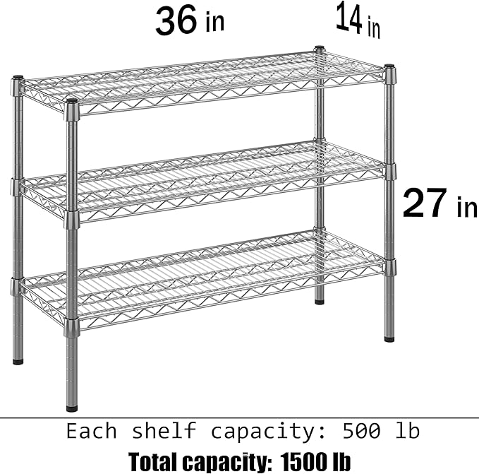 Regal Altair 14" Deep x 36" Wide x 27" Height Wire Shelving Kit | 3-Tier | NSF Commercial Storage Rack Unit