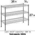 Regal Altair 14" Deep x 36" Wide x 27" Height Wire Shelving Kit | 3-Tier | NSF Commercial Storage Rack Unit