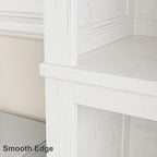 IDEALHOUSE 71" Farmhouse Bookshelf w/Adjustable Shelves & 31.5 in Whidth, 5 Tier Tall Bookshelf with Wooden Legs, Vintage Wooedn Book Shelf for Living Room Office (White, 71.3" H x 31.5" W x 11.8" D)