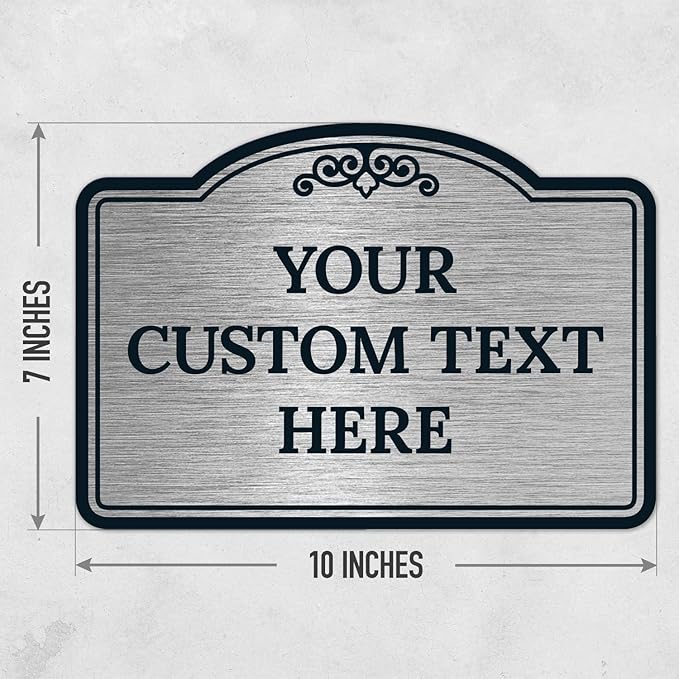 Custom Decorative Sign, Personalized Metal Sign for Business, Driveway, Home, Airbnb, Office Door Plaque, Brushed Nickel Sign, 7x10 Inches, ACM, Fade Resistant, Made in USA by Sigo Signs