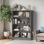Farini 48 Inch Tall 4-Shelf Bookcase, Wood Bookshelf Storage Organizer Adjustable Shelf for Home Office, Study Room, Easy Assembly,Grey