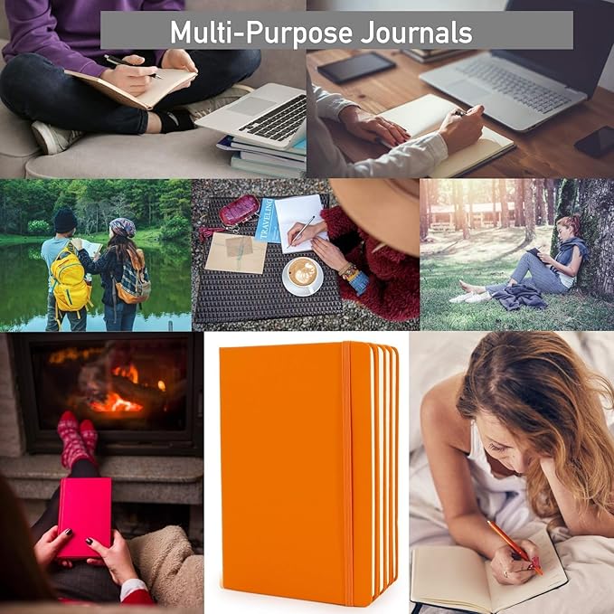 Simply Genius Orange A5 Hardcover Dotted Grid Notebook - 20 Pack, 192 Pages - Water-Resistant Leatherette Notebook - Bulk Dotted Journal Multipack - Grid Paper Notepad