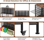EasyPAG Rolling File Cart with 24 Slot Mail Organizer, Under Desk Storage with Hanging File Rack for Letter/Legal Folders, Mobile Filing Cabinet Printer Stand for Office Home Classroom, Black