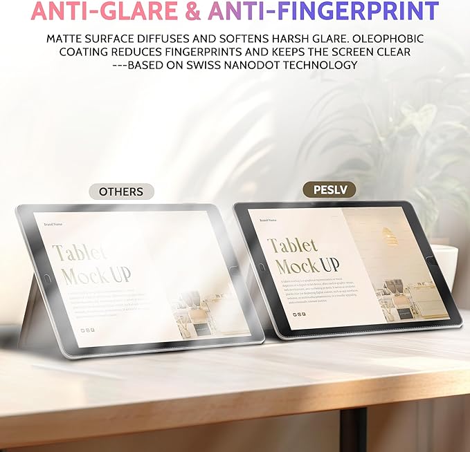 Peslv 2 Pack Like Paper Screen Protector for iPad 9th/8th/7th (10.2-Inch, 2021-2019), Matte Anti Glare PET Film/Blue Light Filter Eye Protection Cover/Drawing & Writing Feel Like on Paper