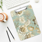 Luminzo Plastic Cute Clipboard Low-Profile Metal Clip, A4 Letter Size 9 x 12.5 in, 8.5 x 11 Paper Clip Board for Teachers, Nurses, Classroom,Floral Bird