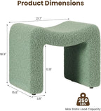 ZYKZYK Ottoman Vanity Seat, Plush Velvet Backless Stool and Small Foot Rest, Modern Accent Seating for Bedroom, Makeup Table or Living Room, Green