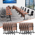 Conference Table,55.1''Folding Conference Room Table for 4-12 People,Mobile Flip Top MeetingTraining Table with Different Coulor and Styles for Offices, Classrooms,Meeting Room (10, 47.2''D)