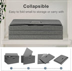 Graciadeco Medium 15" 21 Quart Collapsible Stackable Storage Bins with Lids, 3 Packs Grey Foldable Fabric Closet Boxes Heavy-duty Linen Cube Baskets Container for Bedroom Office (15 x 11 x 8)