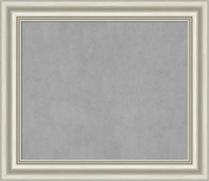 Amanti Art Silver Framed Magnetic Board 26x30 Medium Vision Board for use with Magnets, 100% Metal Sheet to Display Items as Office Decor or for Home Organization in mudroom, Kitchen or Kids Room