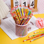 Rbenxia 48PCS 100th Days Wooden Pencils with Erasers Assortment Colorful Novelty Pencils Awards Incentives for Office Supplies Giveaways Favor