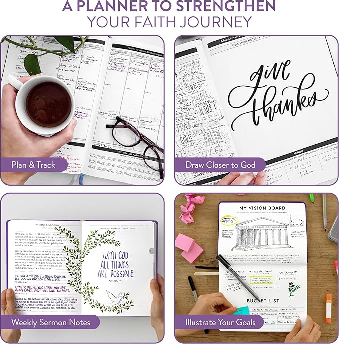 Christian Planner 2026 Daily Planner - Faith Based Monthly and Weekly Planner, Vision Board, and Habit Tracker - 2026 Calendar, Personal Organizer and Devotional Journal (Hardcover, Ultra Violet)