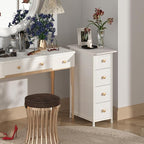 GiftGo Narrow Dresser Cabinet Vertical Slim Dresser Chest of Drawers Skinny Storage Tower for Small Spaces Gaps Closet Bedroom Bathroom Small Fabric Drawer Unit (White, 4 Drawers)