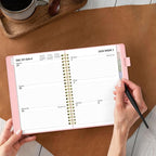 SUNEE 2026 Weekly & Monthly Planner 6.4"x8.5"- 12 Month (January 2026 - December 2026), Vegan Leather Cover, Pocket, Bookmark, Notes, Monthly Tab, Peach Pink