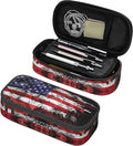 YIJIUWKIS Kids Pencil Case for Boys Girls, Usa Flag Style Pencil Pouch Big Capacity Black Portable Pencil Box Stationery Storage Desk Pen Bag for School Office