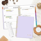 SUNEE 2026 Weekly and Monthly Planner - from January 2026 - December 2026, Daily Agenda Planner with Monthly Tab, Flexible Cover, Note Pages, Pockets, Bookmark, Spiral Binding, Purple, 8.5"x11"