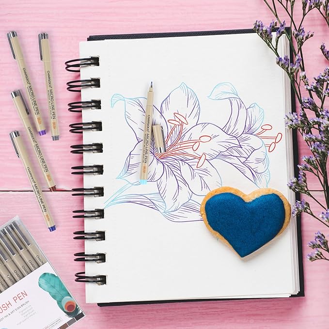 CHARSOCO Arts Sign Brush Pen, Felt Tip Water Based Ink with 36 Colors, for Journaling, Lettering, Calligraphy, Technical Drawing and Scrapbooking
