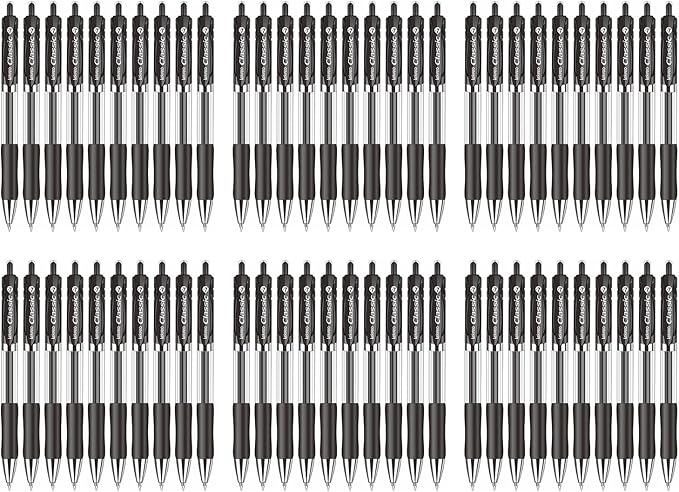 Lekreo Classic Retractable Gel Roller Pens, 0.7mm Fine Point (Black Ink - 60 Packs)
