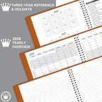 2026 Monthly Planner - 2026 Calendar/Planner 12 Months with Faux Leather, 8.86" x 11.4", Jan.2026 - Dec.2026, 15 Notes Pages, Strong Twin - Wire Binding, Pocket, Monthly Tabs, Perfect Organizer