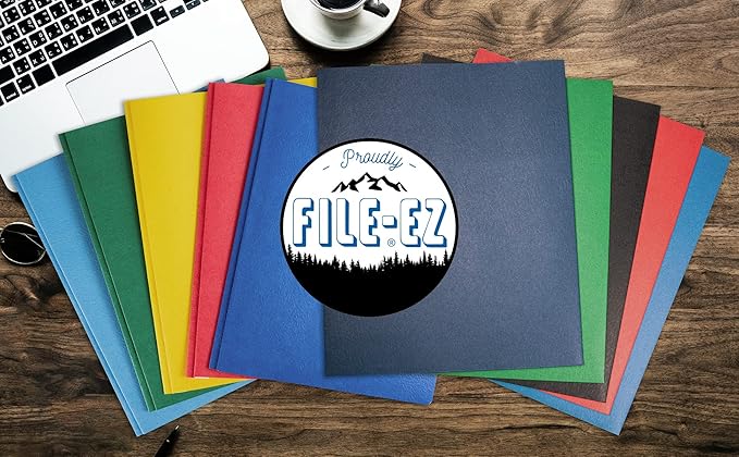 FILE-EZ Two-Pocket Folders, Red, 25-Pack, Textured Paper, Letter Size (EZ-32558)