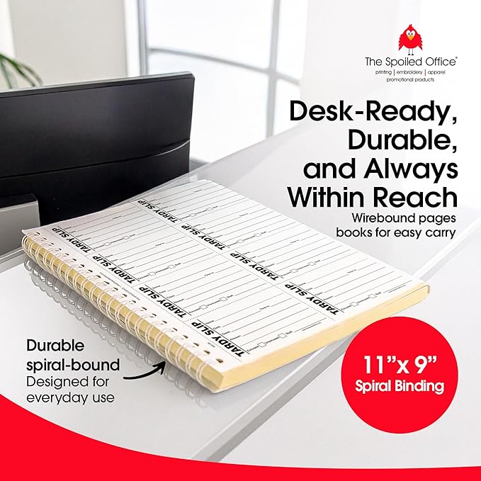 The Spoiled Office Tardy Slip Book with Carbonless Duplicates 400 Pcs - 2 3/4"x3 3/4"- Easy Tracking Log Book for School Carbon Copy, School Supplies, Office Supplies for Desk, Spiral Bound