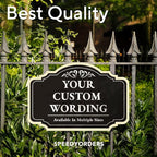 Custom Decorative Outdoor Metal Sign - Personalized Aluminum Driveway Sign, Waterproof, Made in USA - Design 2 Black Charcoal 24x18 In